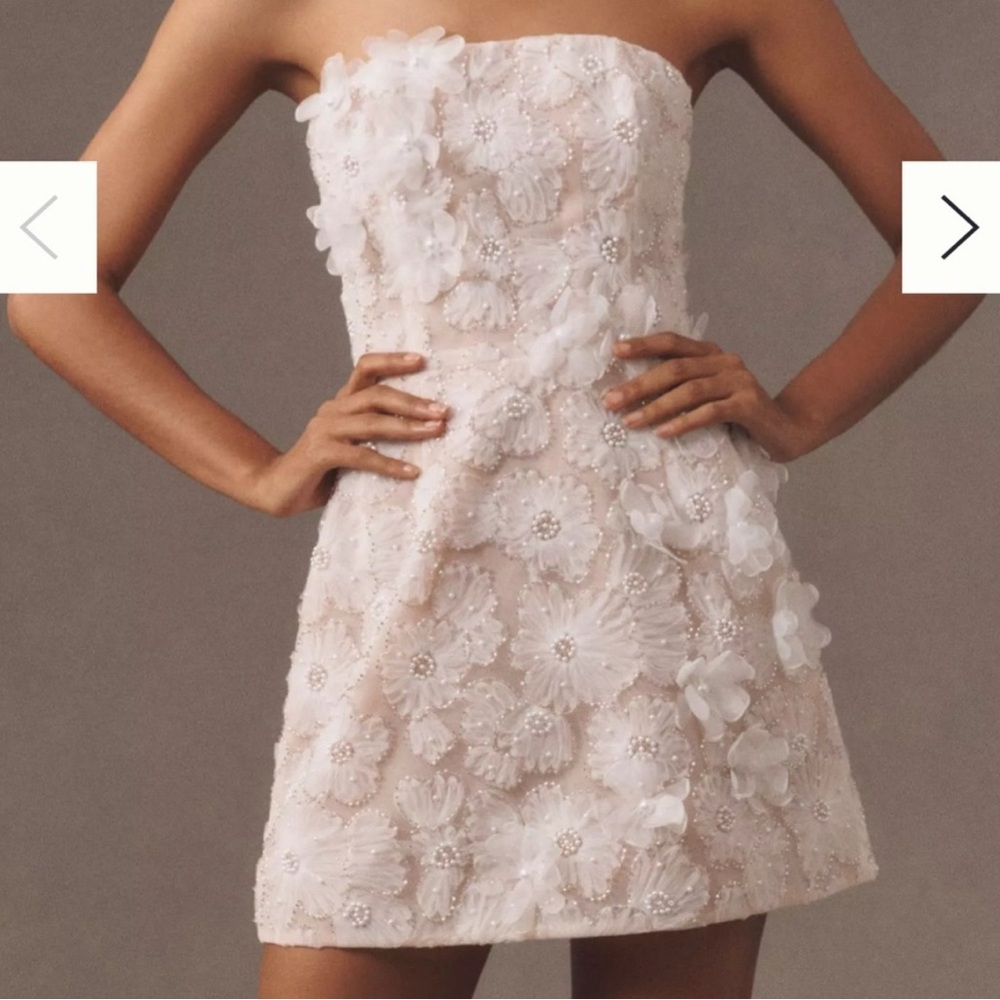 Anthropologie Helsi Tory Strapless Beaded Floral Dress